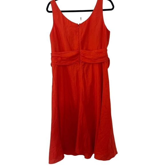 Coldwater Creek VTG Rusty Orange 100% Silk Scoop Neckline A-Line Dress - Picture 5 of 13